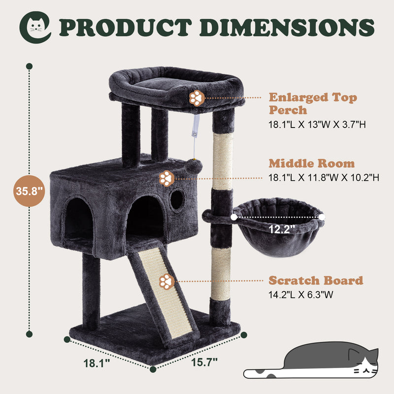 68 Inches Multi-Level Large Cat Tree for Large Cats/Sisal Scratching Posts and Hammocks