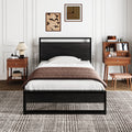 Modern Bed Frame with Wooden Industrial Headboard, Noise Free Design