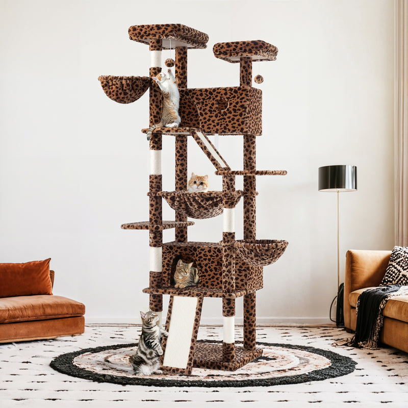 Amolife 81"H X-Large Cat Tree and Tower with Cat Condo House & 2 Scratching Ramps, Hammock & Scratching Posts