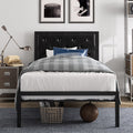 Metal Bed Frame with Headboard, Strong Steel Slats Support