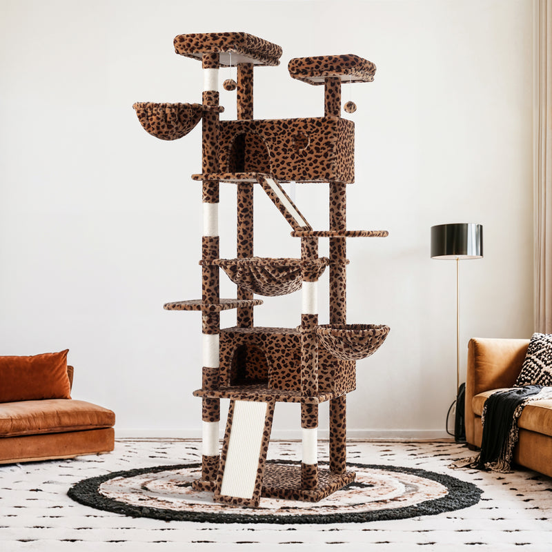 Amolife 81"H X-Large Cat Tree and Tower with Cat Condo House & 2 Scratching Ramps, Hammock & Scratching Posts