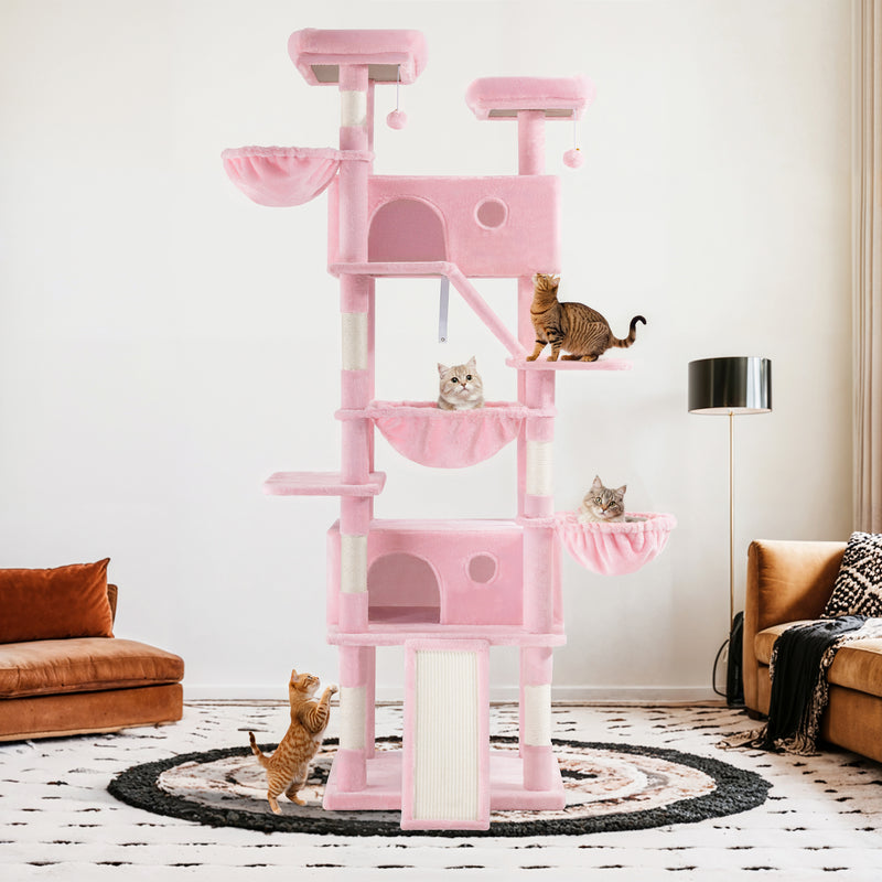 Amolife 81"H X-Large Cat Tree and Tower with Cat Condo House & 2 Scratching Ramps, Hammock & Scratching Posts