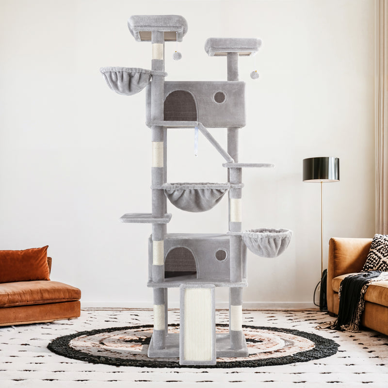 Amolife 81"H X-Large Cat Tree and Tower with Cat Condo House & 2 Scratching Ramps, Hammock & Scratching Posts