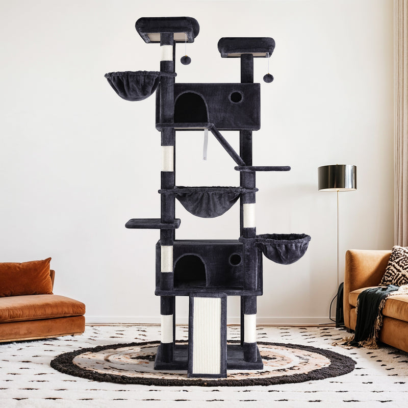 Amolife 81"H X-Large Cat Tree and Tower with Cat Condo House & 2 Scratching Ramps, Hammock & Scratching Posts