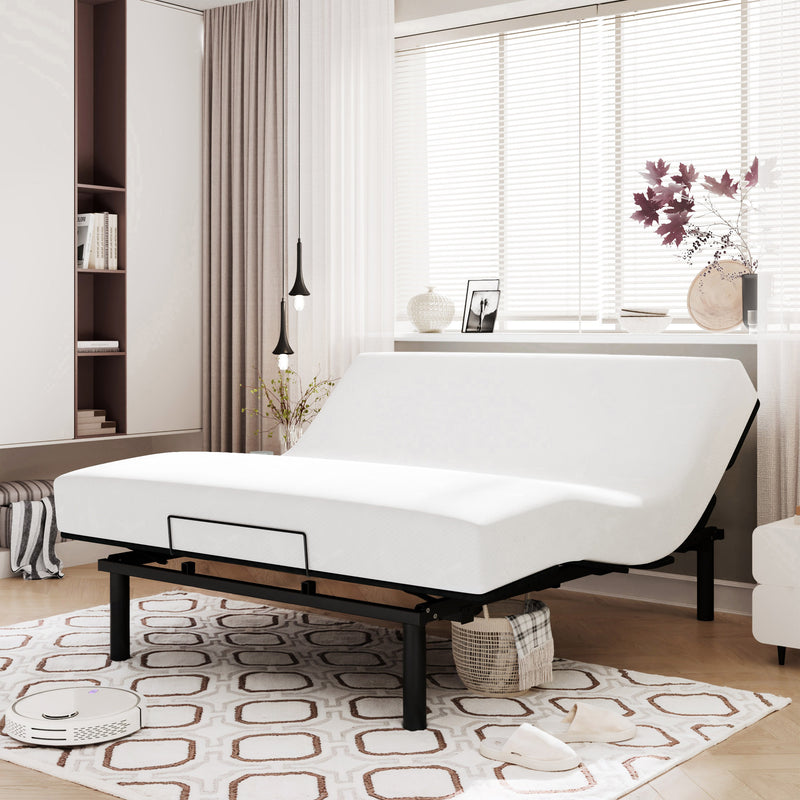 Queen Size Adjustable Bed Base Frame with independent Head and Foot Incline, Wireless Remote Control with Quiet Motor