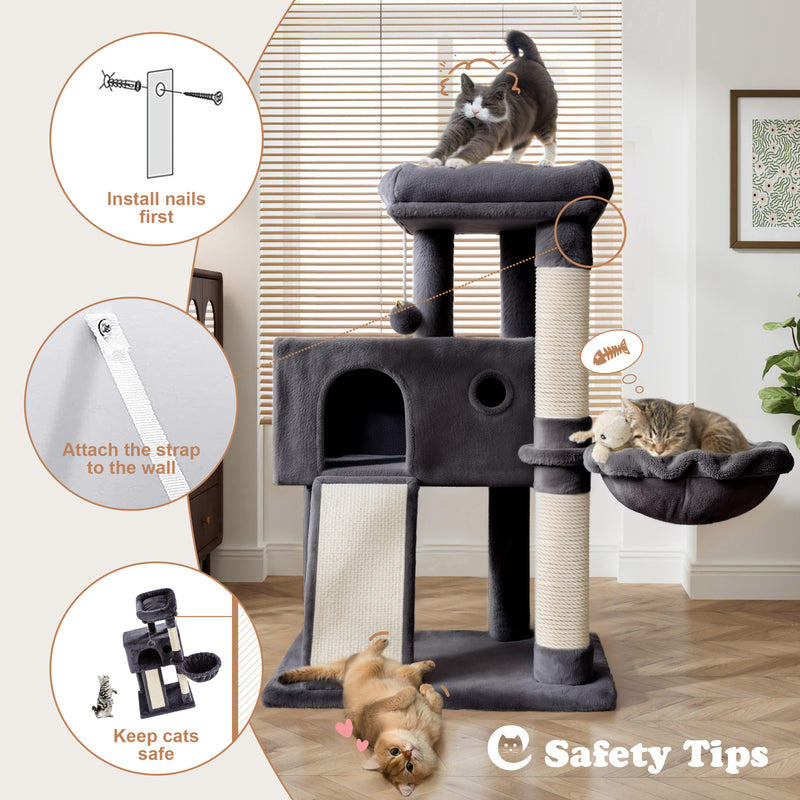 68 Inches Multi-Level Large Cat Tree for Large Cats/Sisal Scratching Posts and Hammocks