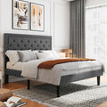 Amolife Fabric Upholstered Platform Bed Frame with Button Tufted Headboard