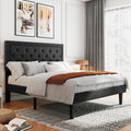 Amolife Fabric Upholstered Platform Bed Frame with Button Tufted Headboard