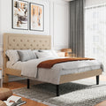 Amolife Fabric Upholstered Platform Bed Frame with Button Tufted Headboard