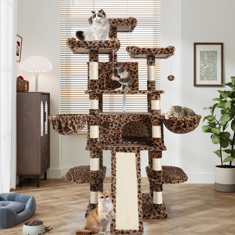 68 Inches Multi-Level Large Cat Tree for Large Cats/Sisal Scratching Posts and Hammocks