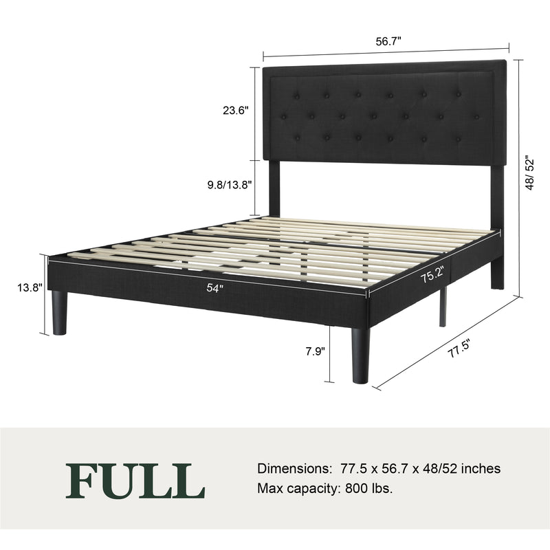 Amolife Fabric Upholstered Platform Bed Frame with Button Tufted Headboard