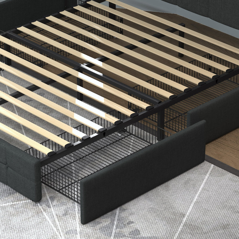 DHP Maven Platform Bed with Storage, King, Black Faux Leather 