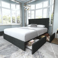 Upholstered Bed Frame with 4 Drawers Storage and Headboard