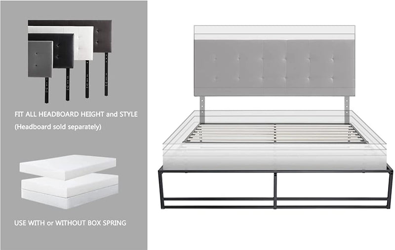 Metal Platform Bed Frame with 14'' Under Bed Storage