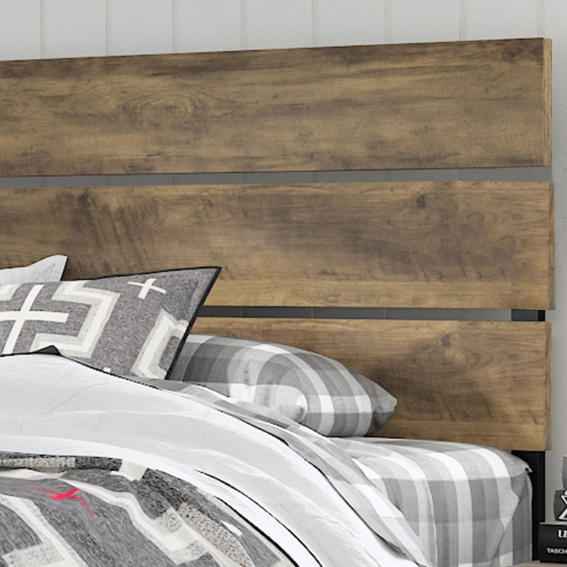 Platform Bed Frame with Wood headboard and Metal Slats / Rustic Country Style Mattress Foundation