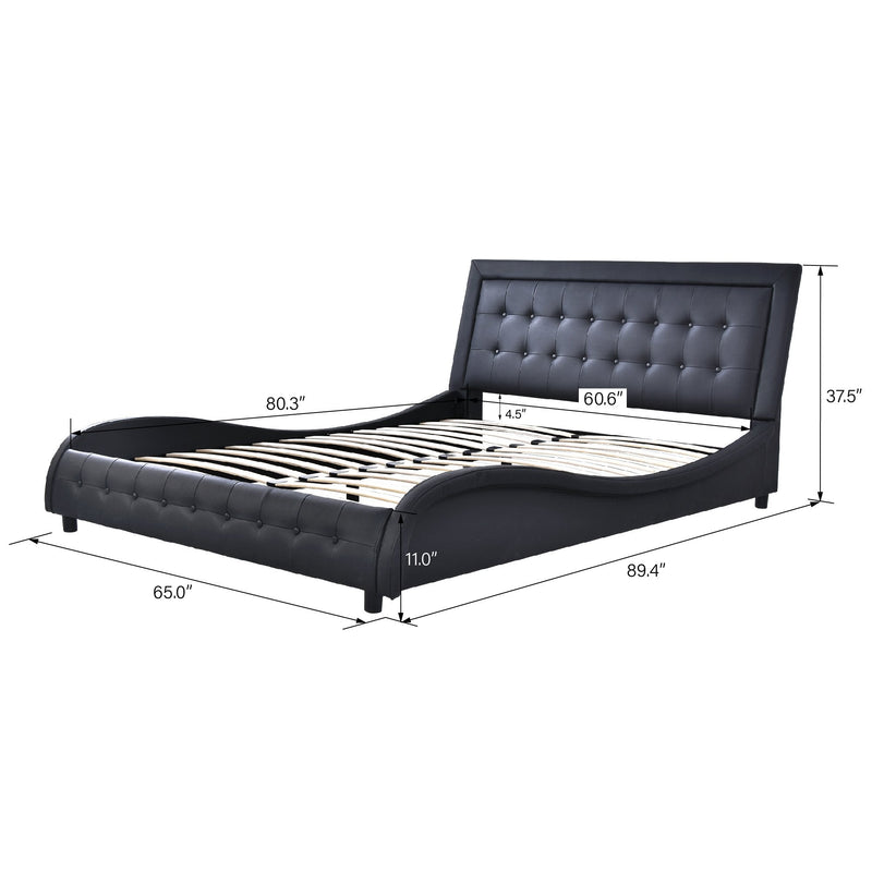 Deluxe Upholstered Platform Bed Frame with Headboard