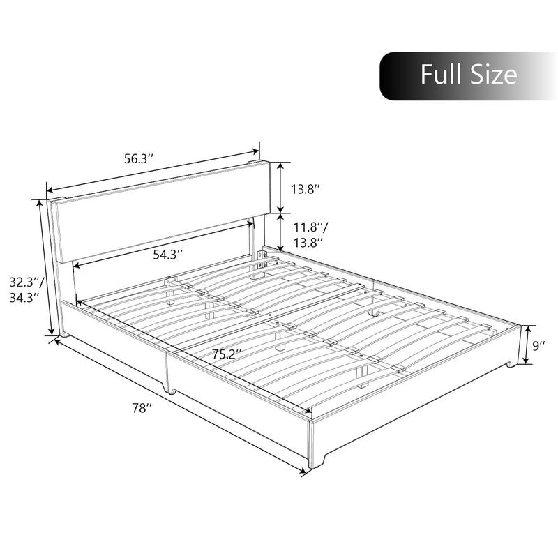 Bed Frame with Adjustable Headboard