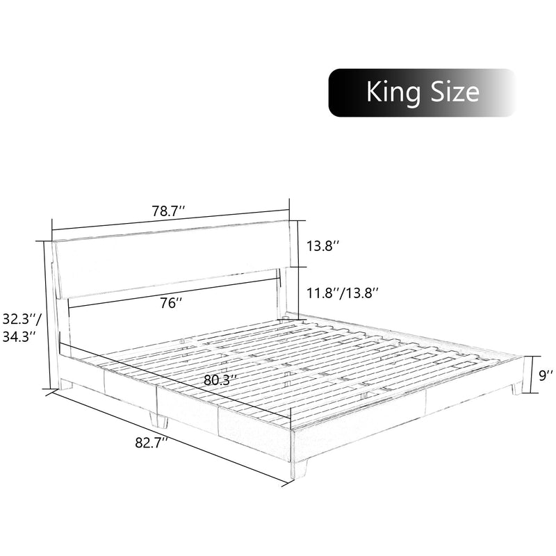 Bed Frame with Adjustable Headboard