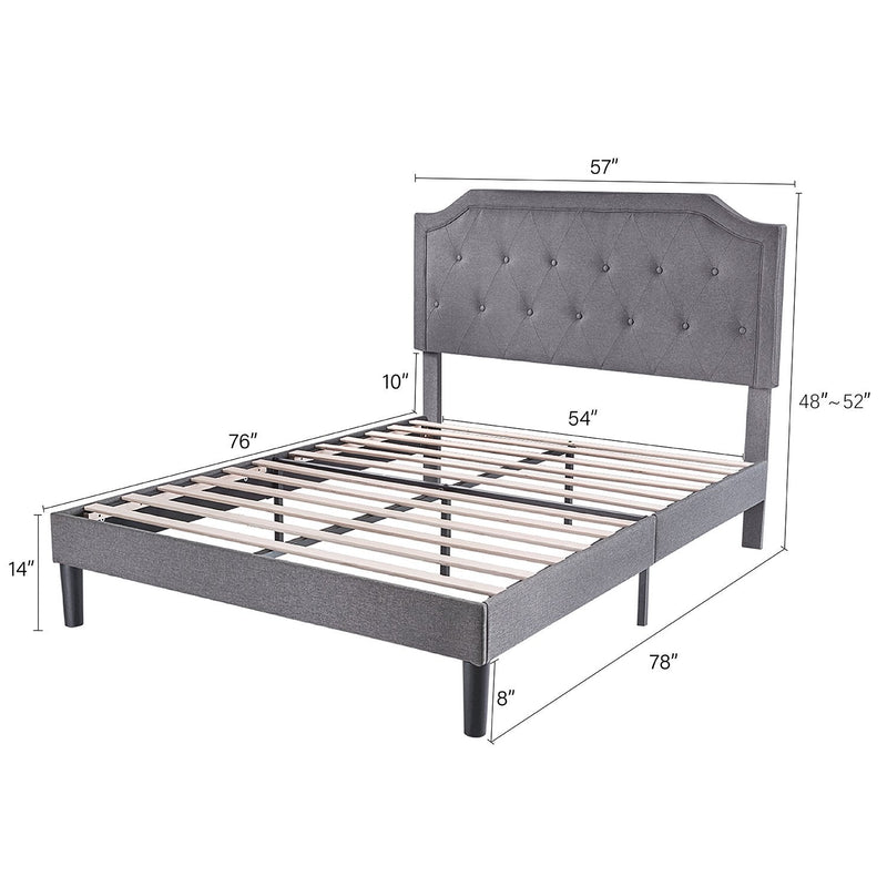 Upholstered Platform Bed with Diamond Button Tufted Headboard