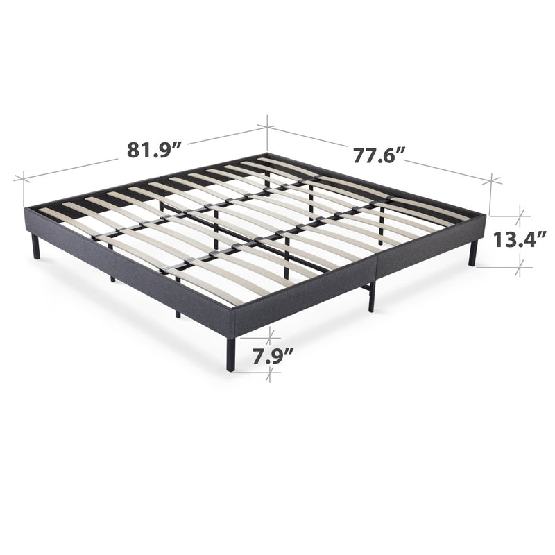 Upholstered Platform Bed Frame with 24-36 Wooden Slats Support, Easy Assembly