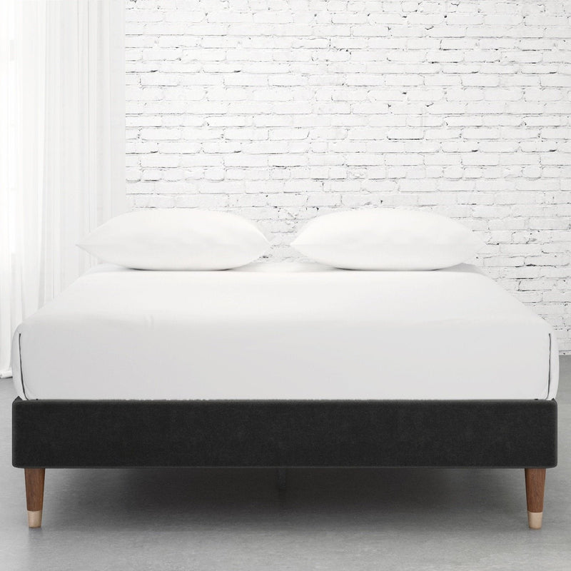 Upholstered Platform Bed Frame, Mattress Foundation with Wood Slat Support