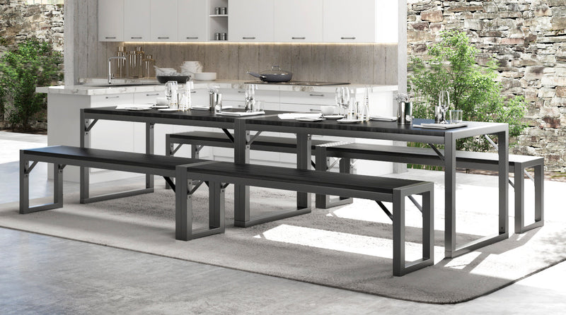 Modern Industrial Soho Dining Table Set, Dining/Kitchen Table Set with Benches