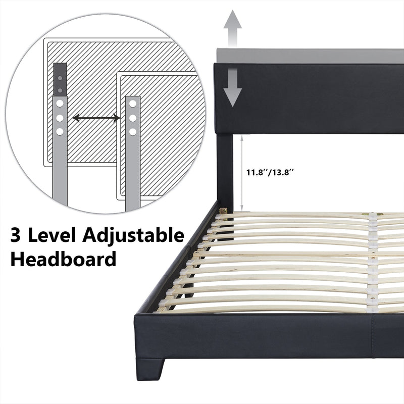 Bed Frame with Adjustable Headboard