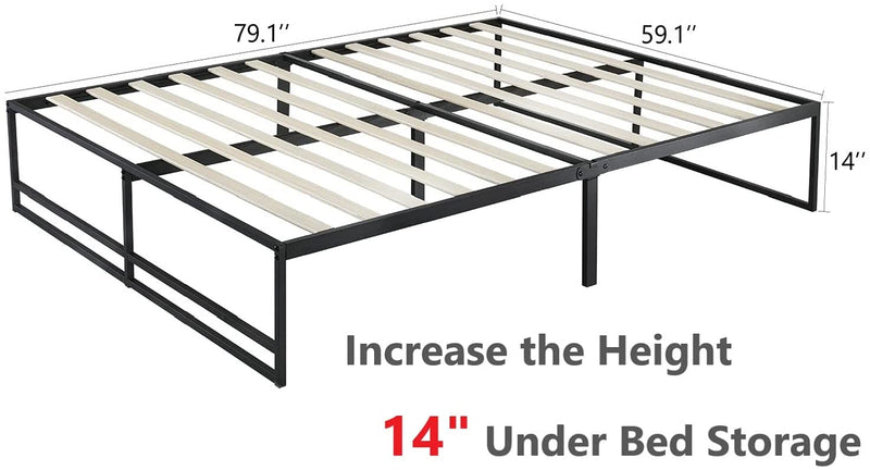 Metal Platform Bed Frame with 14'' Under Bed Storage