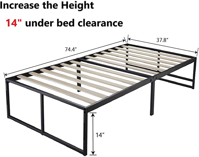 Metal Platform Bed Frame with 14'' Under Bed Storage