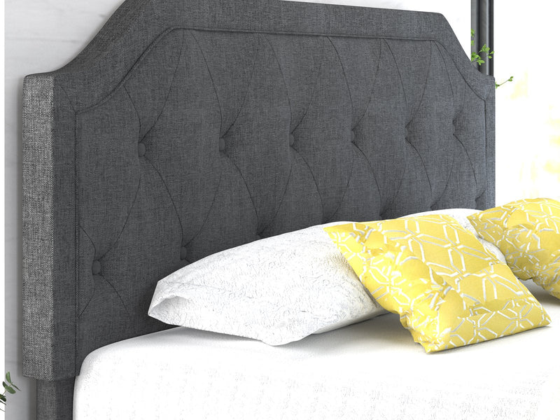 Upholstered Platform Bed with Diamond Button Tufted Headboard