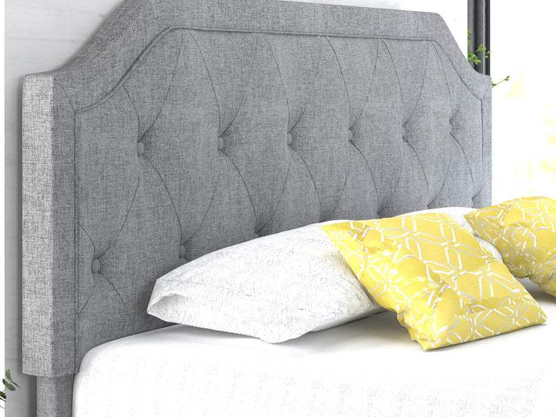 Upholstered Platform Bed with Diamond Button Tufted Headboard