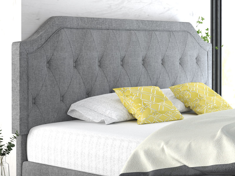 Upholstered Platform Bed with Diamond Button Tufted Headboard