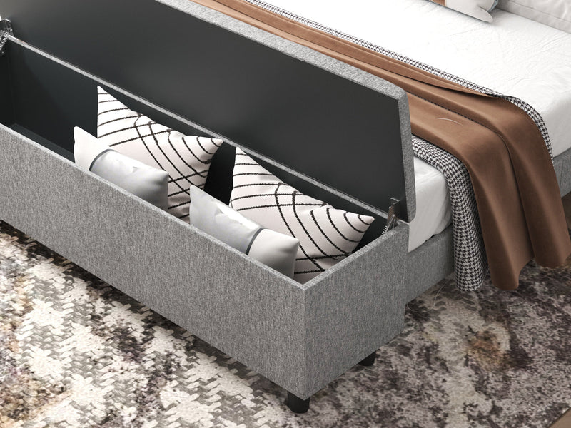 Upholstered  Bed Frame with Ottoman Storage Bench