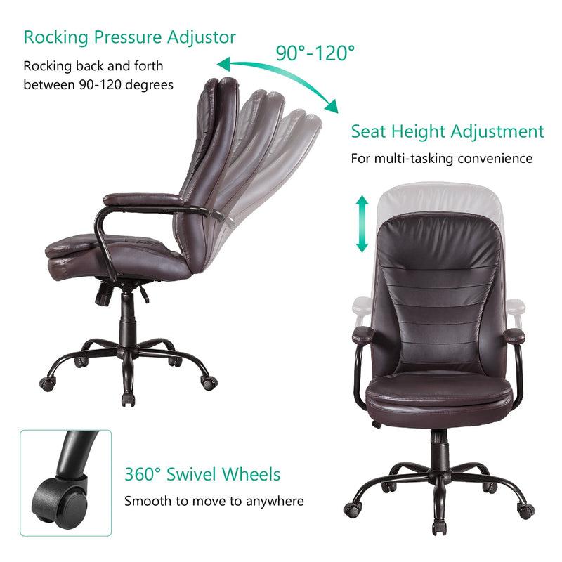 Big and Tall Office Chair Adjustable Ergonomic Home Desk Chair with Padded Armrests