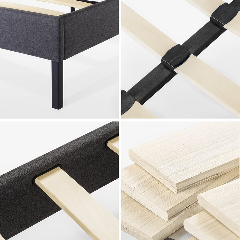 Upholstered Platform Bed Frame with 24-36 Wooden Slats Support, Easy Assembly