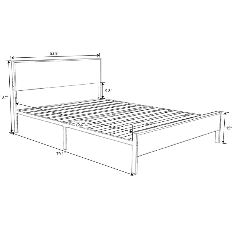 Heavy Duty Platform Bed Frame with Wood Headboard, 12 Under Bed Storage, Noise Free