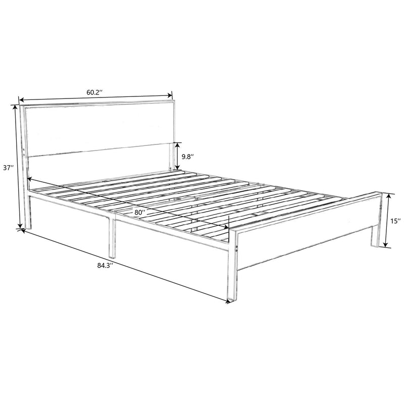 Heavy Duty Platform Bed Frame with Wood Headboard, 12 Under Bed Storage, Noise Free